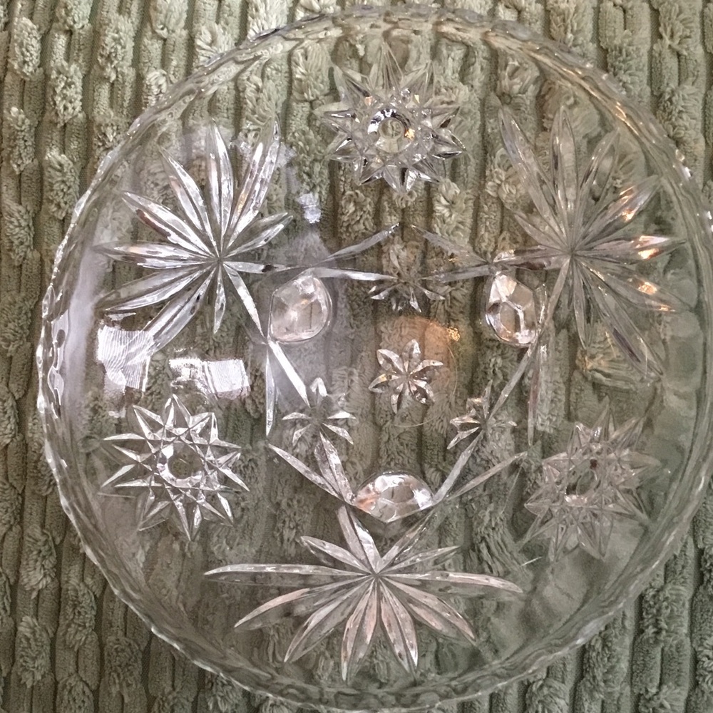 Clear Pressed Glass Starburst Pinwheel Footed Candy Dish‎ Scalloped Bowl - Picture 4 of 4